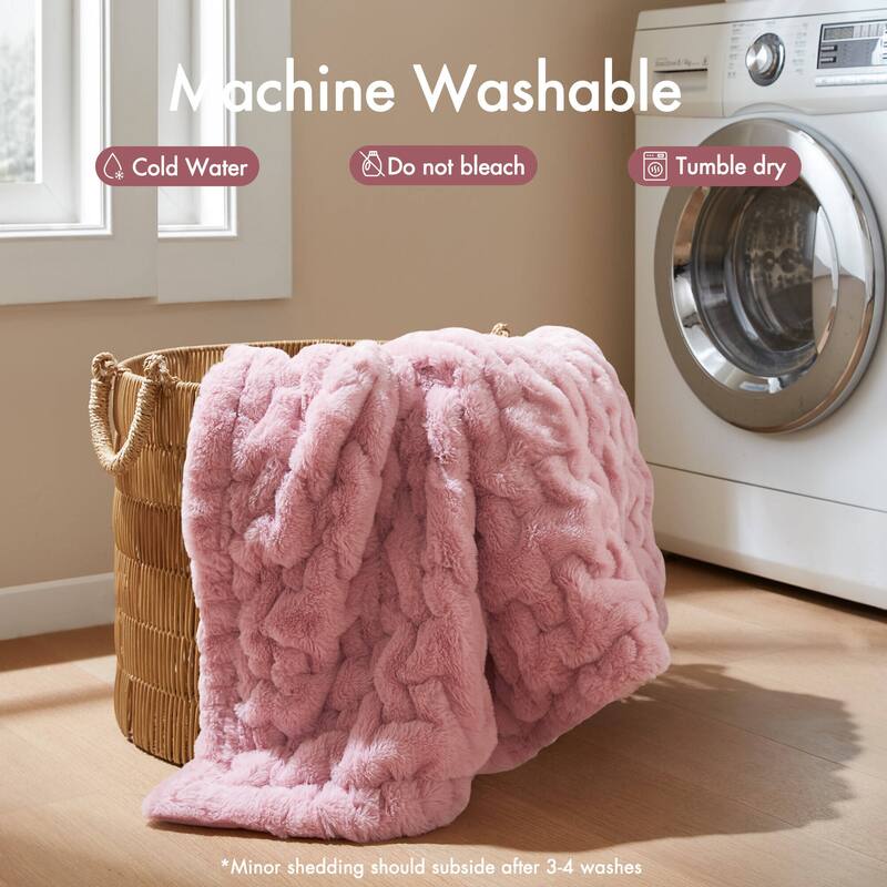 Madison Park Ruched Fur Throw