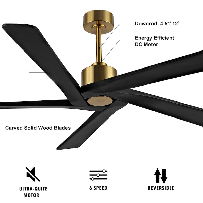 WINGBO 64 Inch DC Motor Indoor Ceiling Fan without Lights - N/A