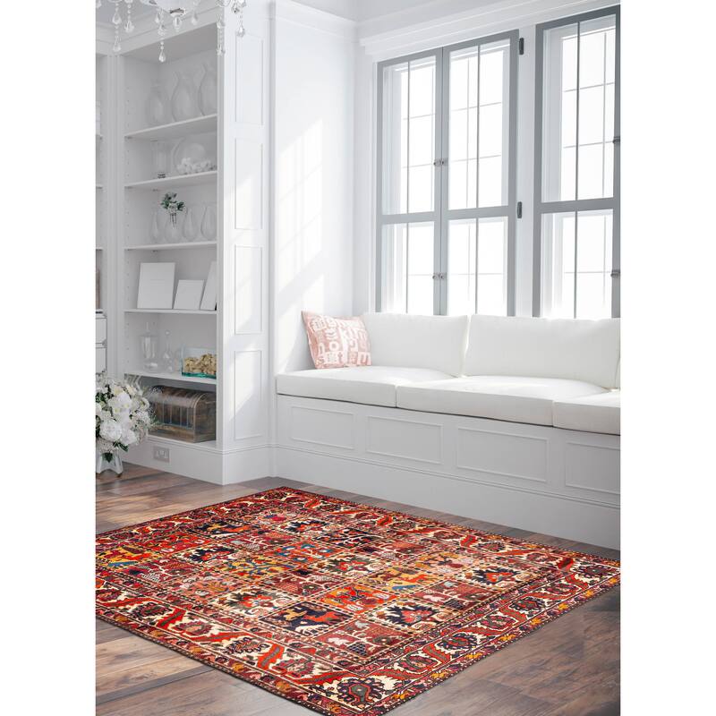 ECARPETGALLERY Hand-knotted Kayseri Vintage Dark Red Wool Rug - 5'6 x 6'7