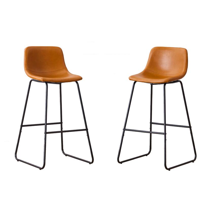 FERPIT Bar Stools Set of 2, Faux Leather Counter Height Bar Stools with Back
