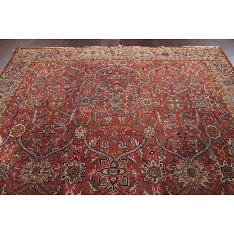 Pre-1900 Antique Sultanabad Persian Area Rug Hand-knotted Wool Carpet - 9'1" x 13'0"