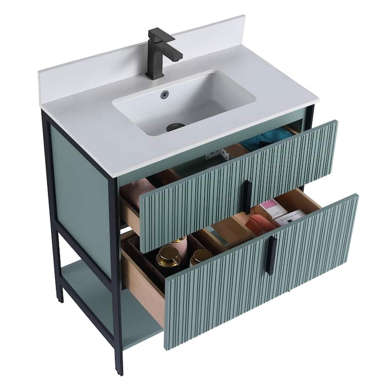 Fine Fixtures Serenity Modern Bathroom Vanity with White Stone Top