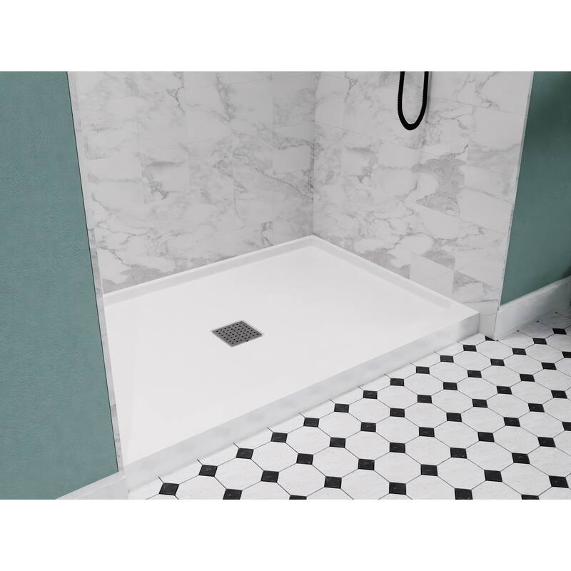 ALEXANDER 48 in. x 32 in. Center Drain Shower Base in White