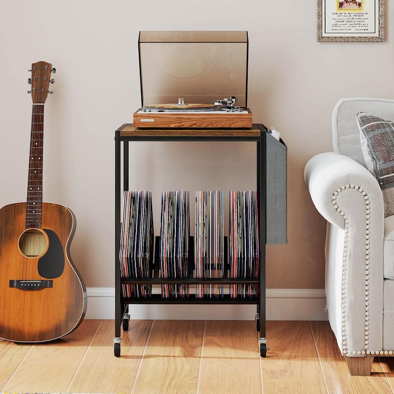 Costway Record Player Stand with Vinyl Record Storage & Side Storage - See Details