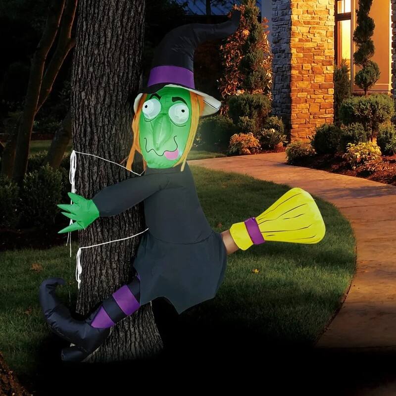 Joyfy 4 FT Inflatable Crashing Witch on a Tree Decoration