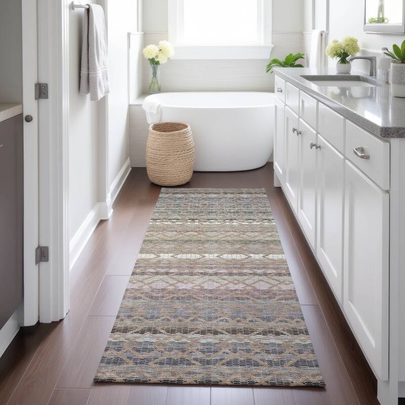 Machine Washable Indoor/ Outdoor Cabo Stripe Chantille Rug