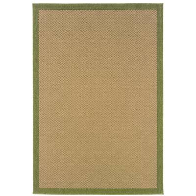 Houston Beige Green Border Outdoor Casual Area Rug