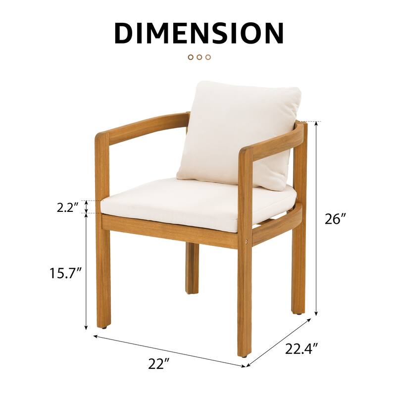 Outdoor 2-piece Wood Chairs With Large U-shaped Backrests