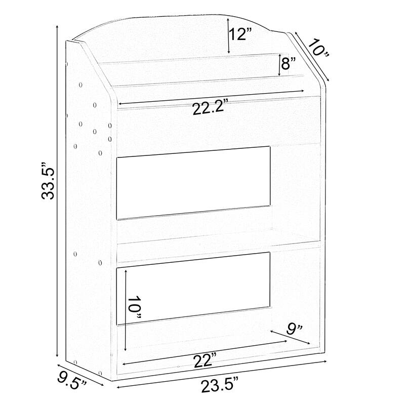 Modern Wooden Storage Bookcase with Shelf, Playroom Living and Office