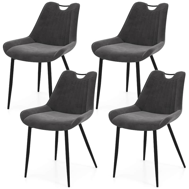 Costway Dining Chair Set of 4 Faux Leather Upholstered Kitchen Chairs - See Details - Grey
