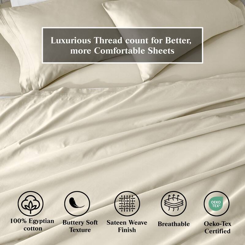 Superior Egyptian Cotton 650 TC Extra Deep Pocket Fitted Sheet