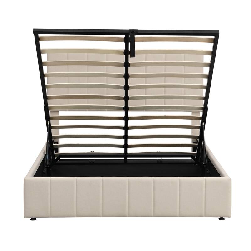Upholstered Platform bed with a Hydraulic Storage System -