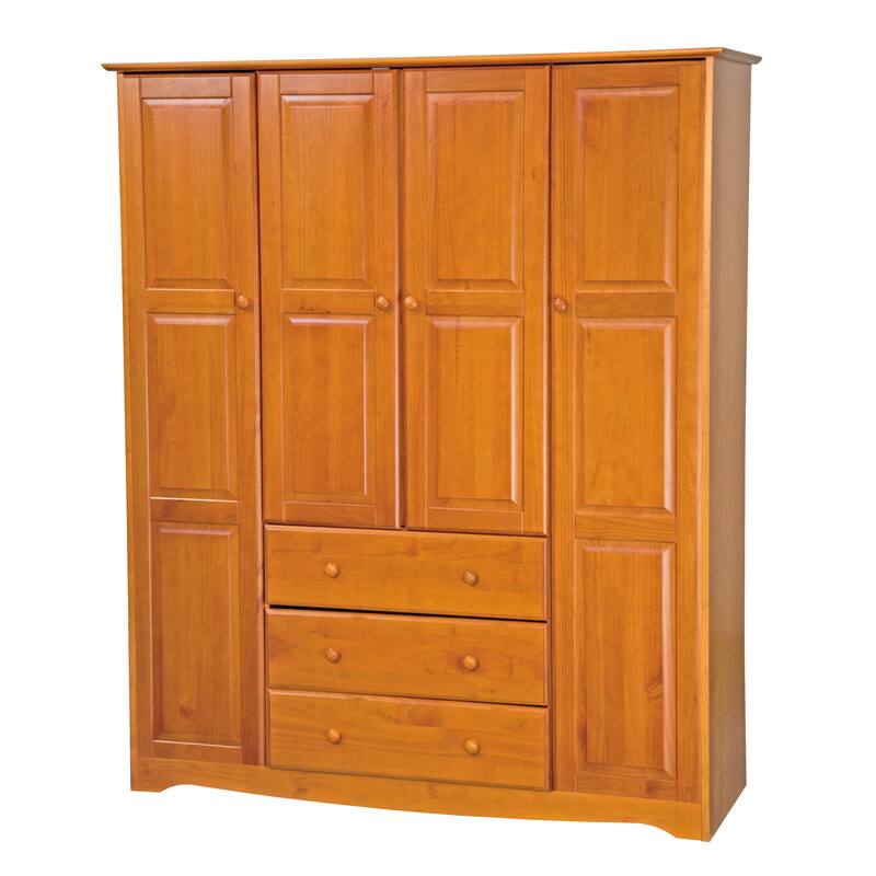 Palace Imports 100% Solid Wood Family Wardrobe Armoire (No Shelves Included)