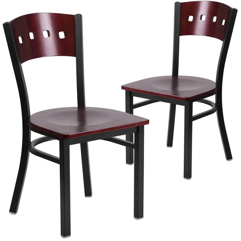 2 Pk. Decorative 4 Square Back Metal Restaurant Chair - 17"W x 21"D x 32"H - 17"W x 21"D x 32"H
