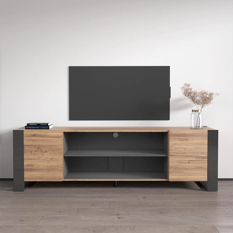 Woody EF 77" TV Stand - Oak/Gray