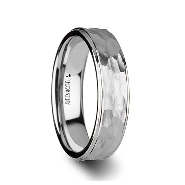 Polished Tungsten Ring Sandblasted Finish Center Stepped Edge Comfort Fit Unisex Wedding Anniversary 6mm