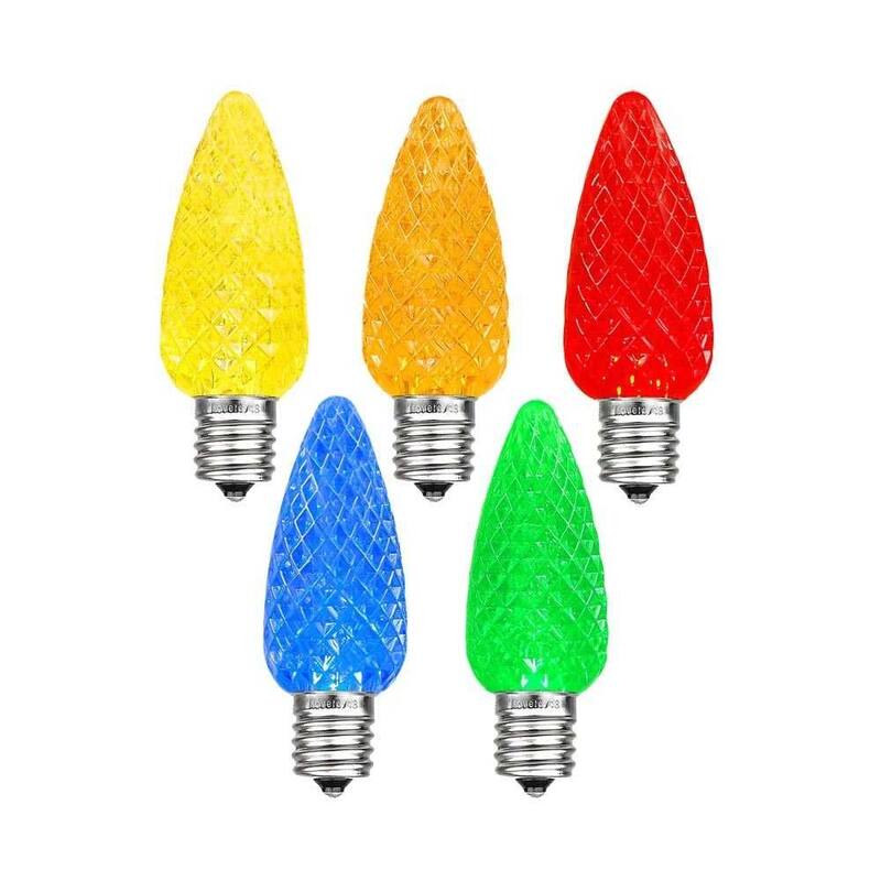 25 Pack C9 LED Outdoor Christmas Replacement Bulbs, C9/E17 Base - Multi