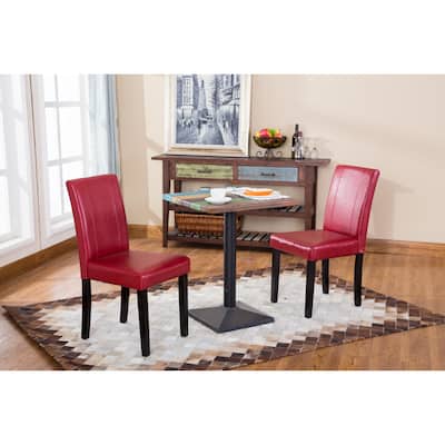 Urban Style Solid Wood Leatherette Padded Dining Chair (Set of 2)