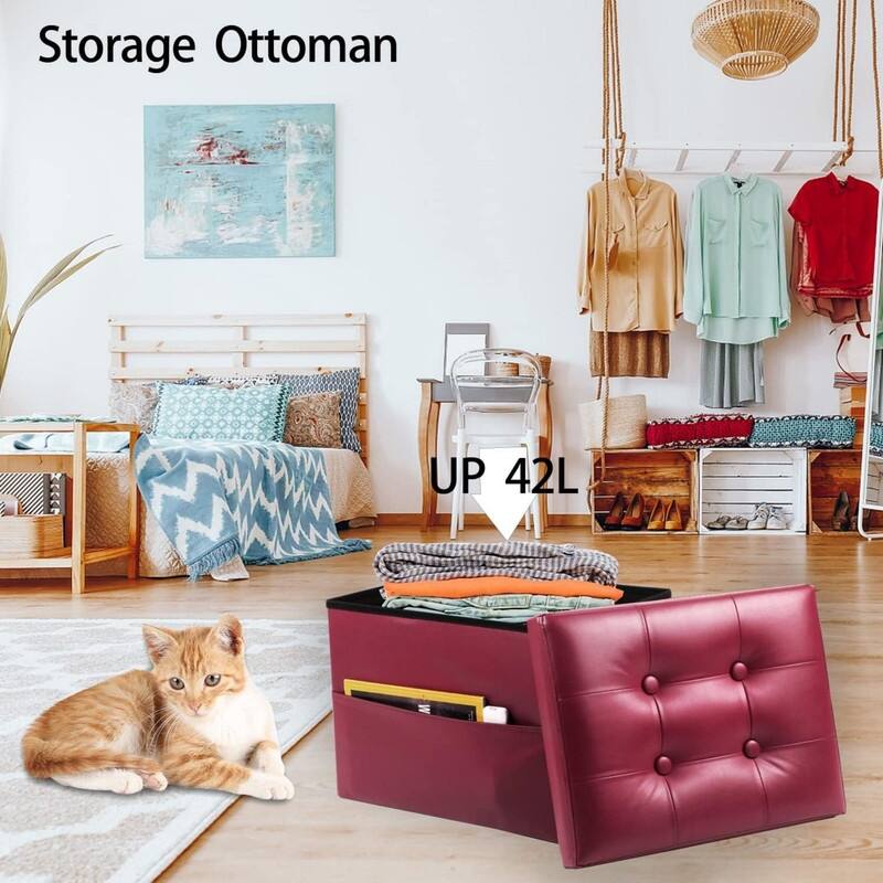 17"Storage Ottoman Folding Footstool