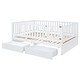 preview thumbnail 54 of 118, Roomfitters Twin Size Wood Daybed with Fence Guardrails, 2 Storage Drawers, Convertible Floor Bed, and Built-In Shelving