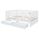 preview thumbnail 53 of 118, Wood Cribs Convertible Toddler Bed with Fence Guardrails and 2 Drawers Split into Independent Floor Bed and Daybed Slat Support