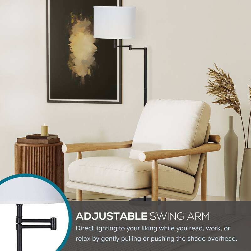 Catalina Camden Swing Arm Floor Lamp - Black