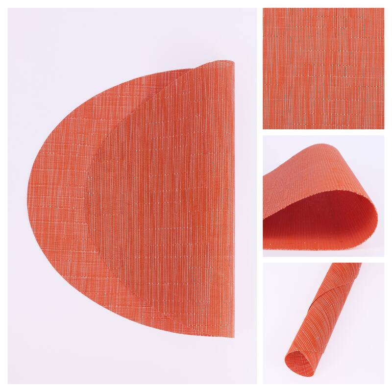 Placemats Set of 6 PVC Oval Placemats for Kitchen Dining Table Decor - 18*12.5Inch - Orange
