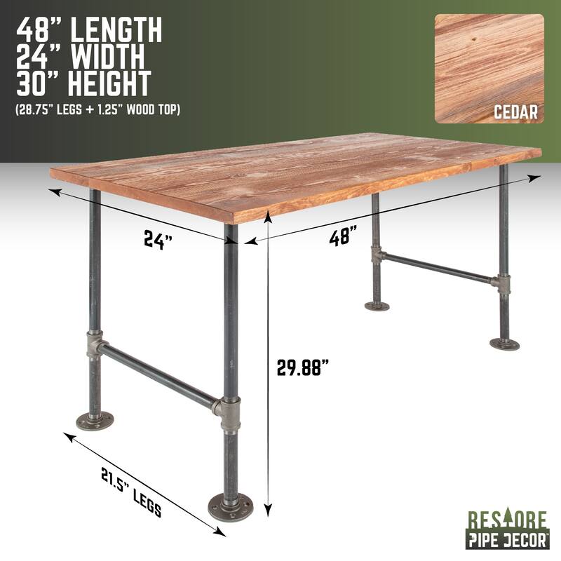 PIPE DECOR Solid Reclaimed Wood Desk with Authentic Industrial Pipe Legs