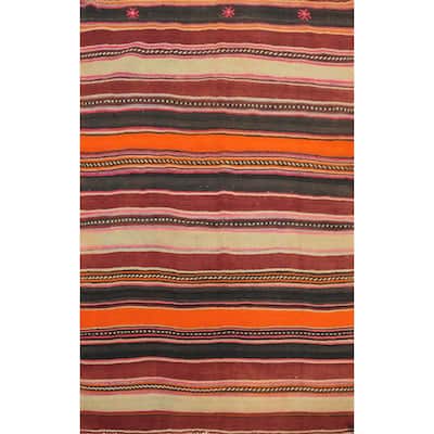 Hand Woven Oriental 100% Wool Carpet Southwestern Tribal Multi-Colored Kilim Area Rug - 5' 11'' X 4' 6''