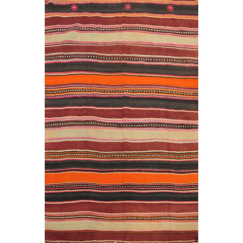 Hand Woven Oriental 100% Wool Carpet Southwestern Tribal Multi-Colored Kilim Area Rug - 5' 11'' X 4' 6''