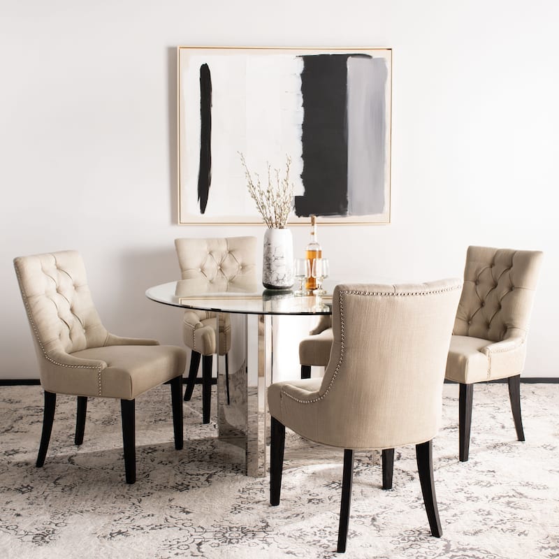 SAFAVIEH Dining Abby Viscose Blend Dining Chairs (Set of 2) - 22"x23.8"x36.4" - Antique Gold