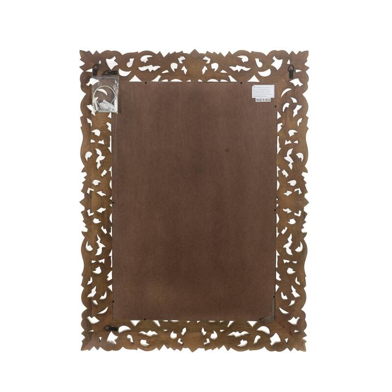 HomeRoots 47" Antiqued White Solid Wood Carved Scrollwork Accent Mirror - Antiqued White - 35' X '47' X '1