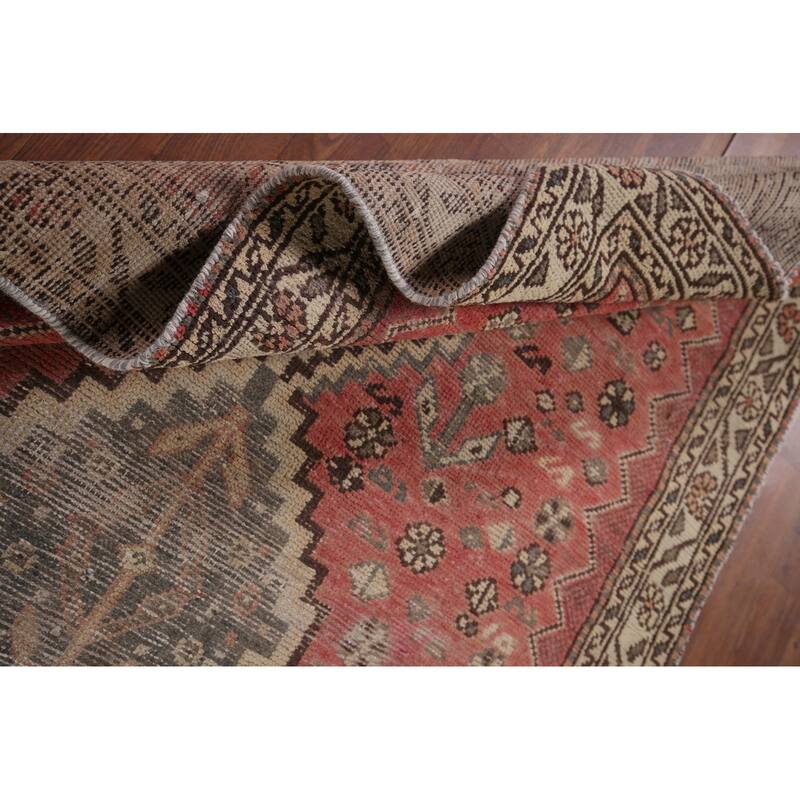 Distressed Tribal Bakhtiari Antique Persian Rug Handmade Wool Carpet - 4'3" x 6'6"