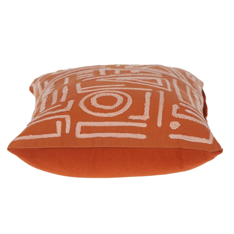 HomeRoots 14" X 20" Pink and Orange Geometric Cotton Throw Pillow