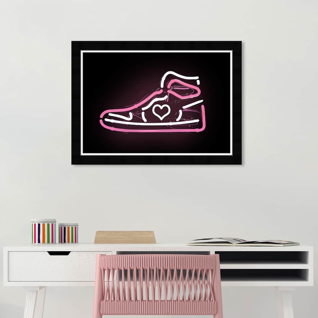 Wynwood Studio Prints Fashion and Glam Neon Pink Sneaker Pink and Neon Pink Modern & Contemporary Wall Art Canvas Print