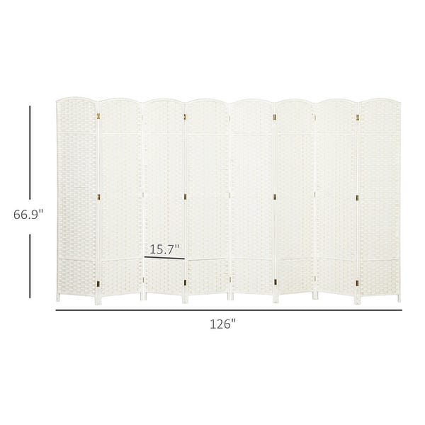dimension image slide 0 of 5, HOMCOM Room Divider, 8 Panel Folding Privacy Screen, 5.6' Tall Freestanding Wall Partition