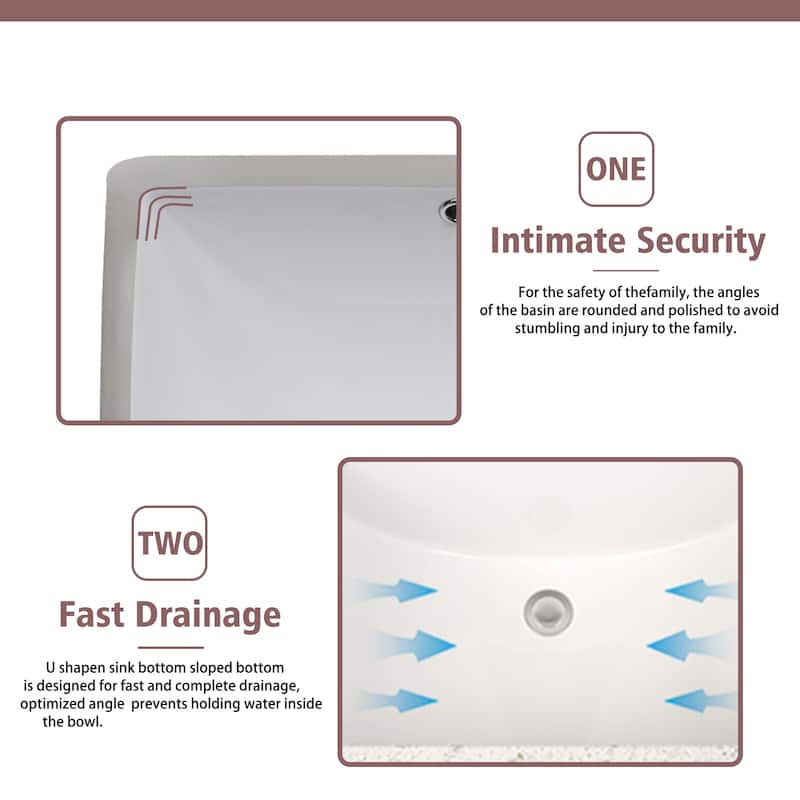 PROOX 20 in. Bathroom Rectangular Ceramic Undermount Sink