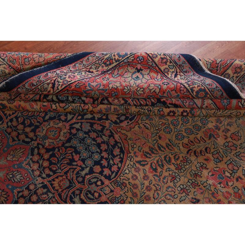 Hand Knotted Oriental 100% Wool Carpet Traditional Floral Brown Tabriz Area Rug - 13' 5'' X 9' 9''