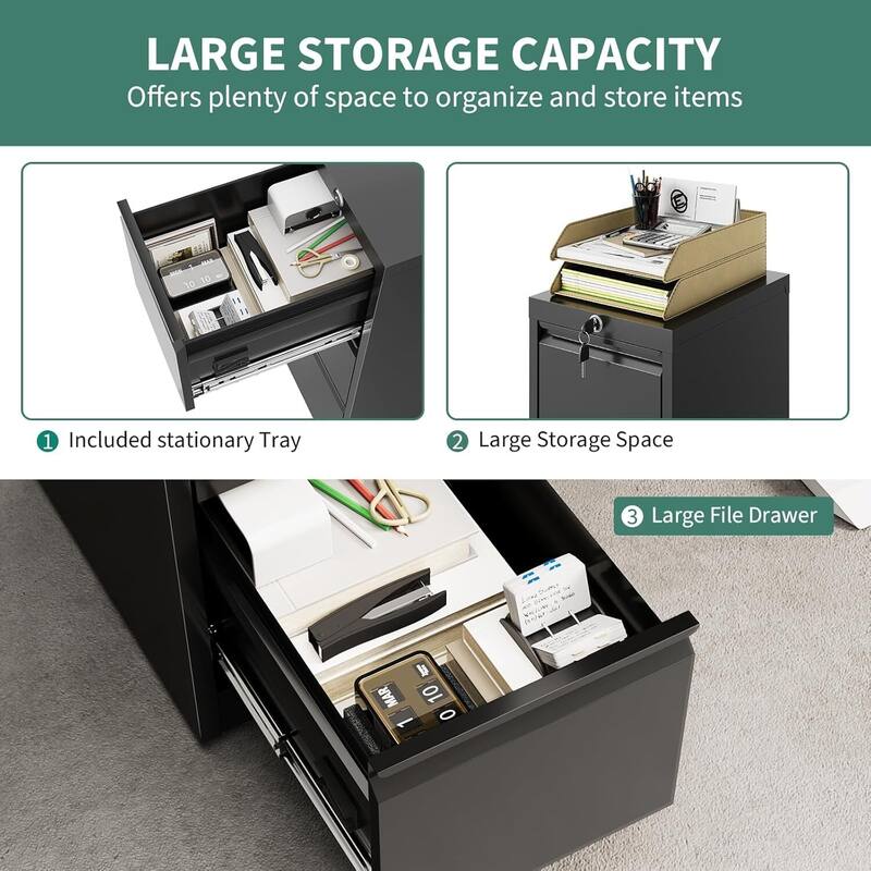 4-Drawer File Storage Cabinet with Lock for Home Office - N/A