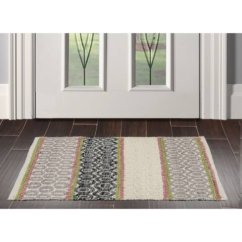 Hand Made Ivory PolyesterModern & Contemporary Oriental Area Rug - 2' x 3'