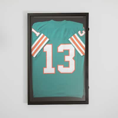 Wooden Jersey Display Case with Foam Board and Keyed Lock