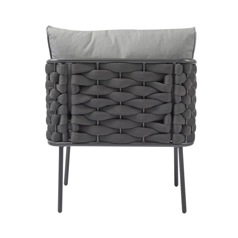 Roomfitters 4-Piece Outdoor Metal Patio Sofa Set with Cushions, Deep Seating Furniture for Garden or Balcony, Grey