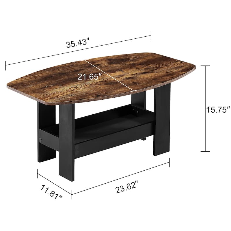 Javlergo Simple Coffee Table with Storage Shelf for Living Room
