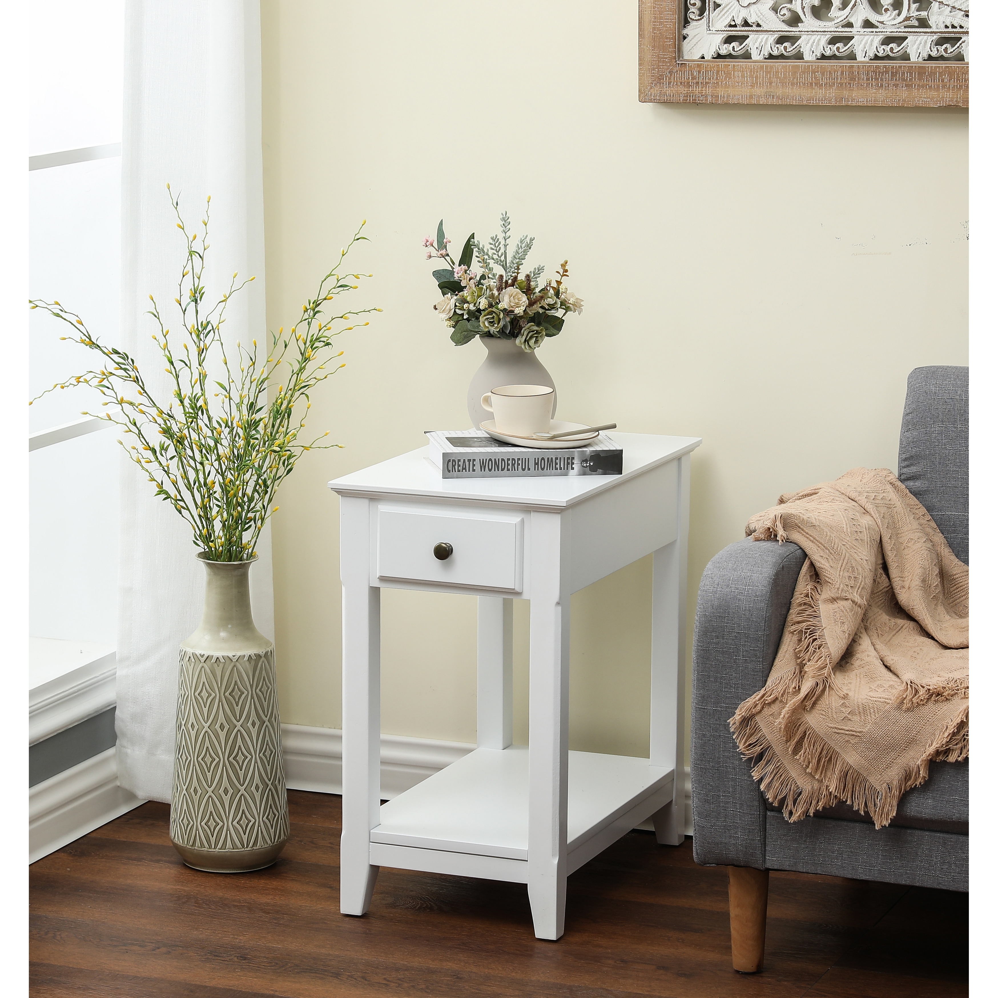 Slim white 2025 end table