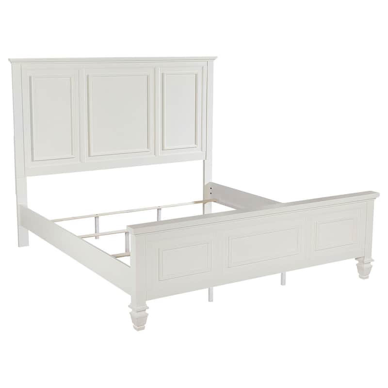 Lila King Bed, Picture Frame Panel Headboard, Farmhouse White Wood