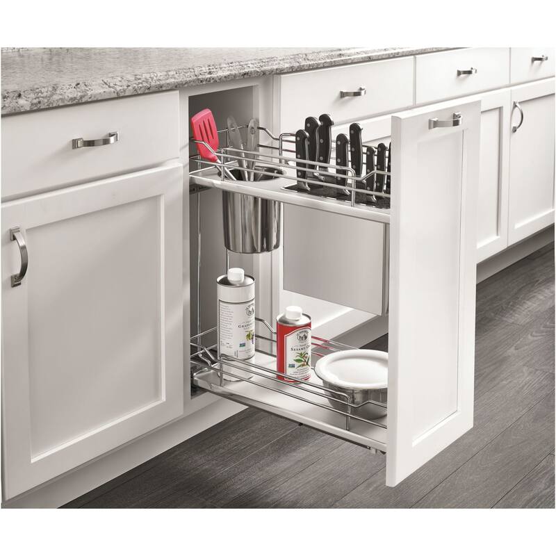 Rev-A-Shelf 5322KB Series 10 Inch Pull Out Two-Tier Cabinet Organizer