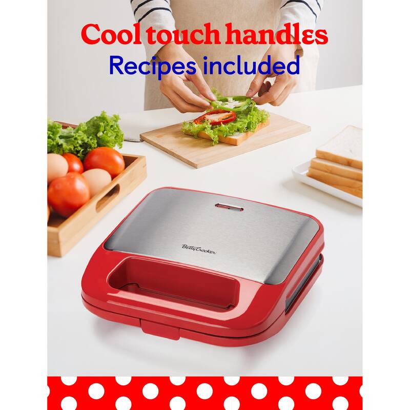Betty Crocker 3-in-1 Indoor Grill, Sandwich / Panini Press & Waffle Maker Plus, 750 Watts