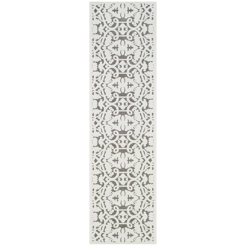 SAFAVIEH Paradise Eleonore Modern Viscose Rug - 2' x 7' Runner - Ivory/Dark Grey