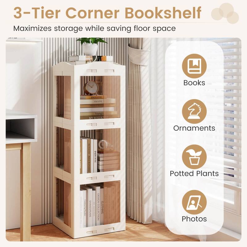 Costway 360° Spinning Bookcase with Swivel Base, 3-Tier Revolving - See Details