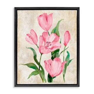 Stupell Floral Journal Pink Tulips Framed Floater Canvas Wall Art ...